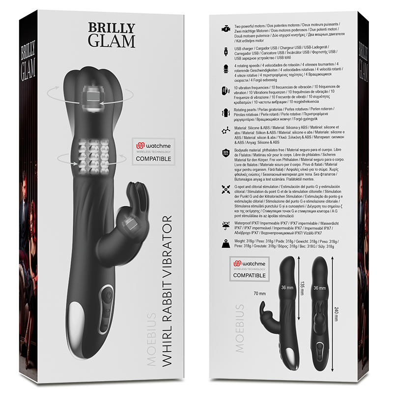 BRILLY GLAM - VIBRATEUR ET ROTATEUR MOEBIUS RABBIT COMPATIBLE AVEC LA TECHNOLOGIE SANS FIL WATCHME