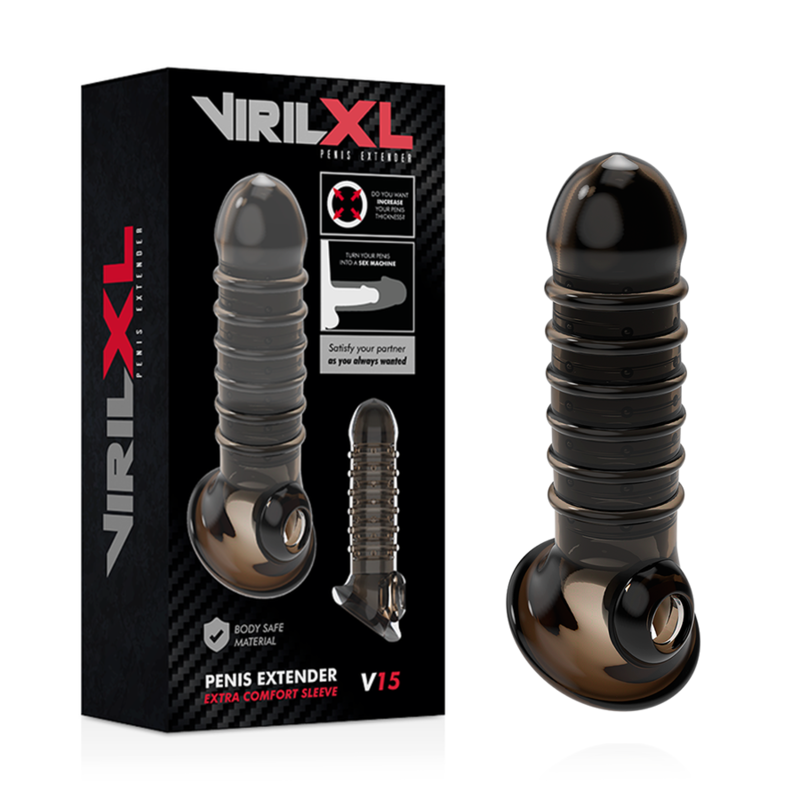 VIRILXL - BLACK V15 PENIS EXTENSION AND SHEATH