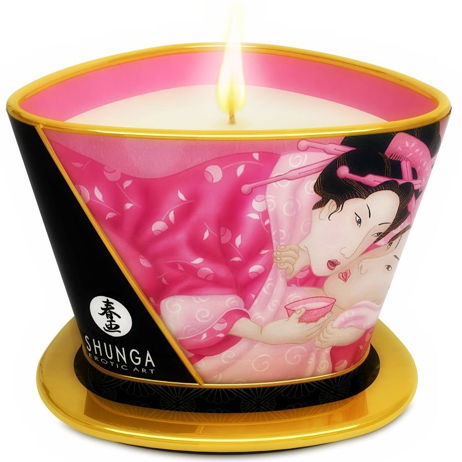 SHUNGA - MINI CARESSE À LA CHANDELLE BOUGIE DE MASSAGE ROSES APHRODISIAQUES 170 ML70 ML