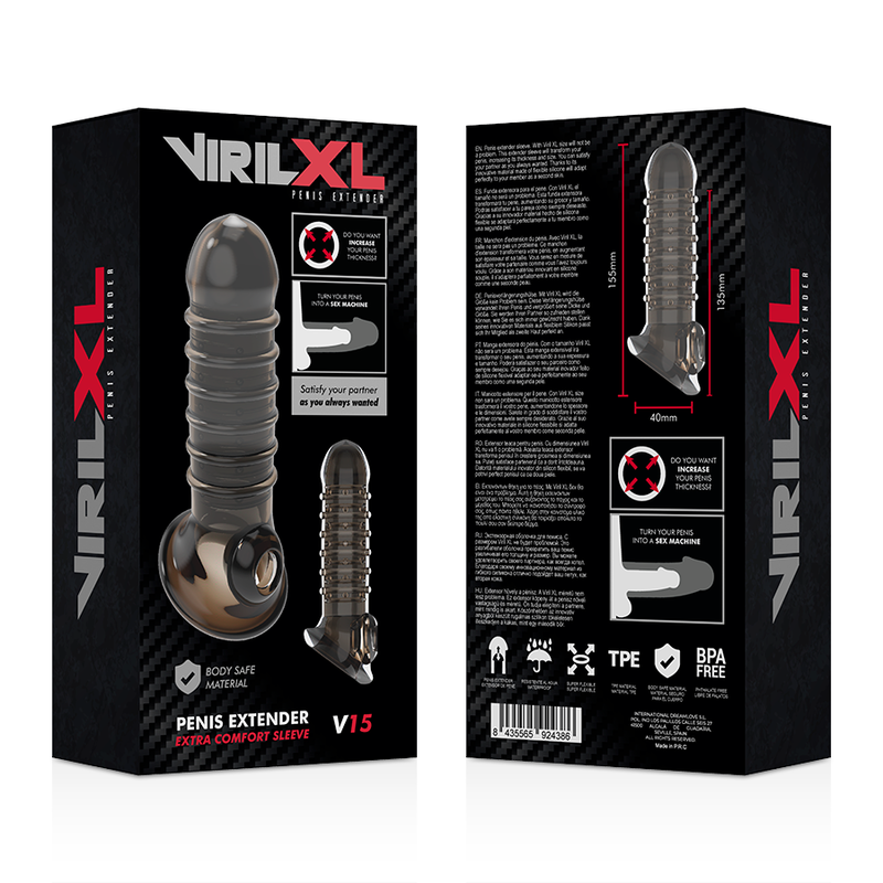 VIRILXL - BLACK V15 PENIS EXTENSION AND SHEATH